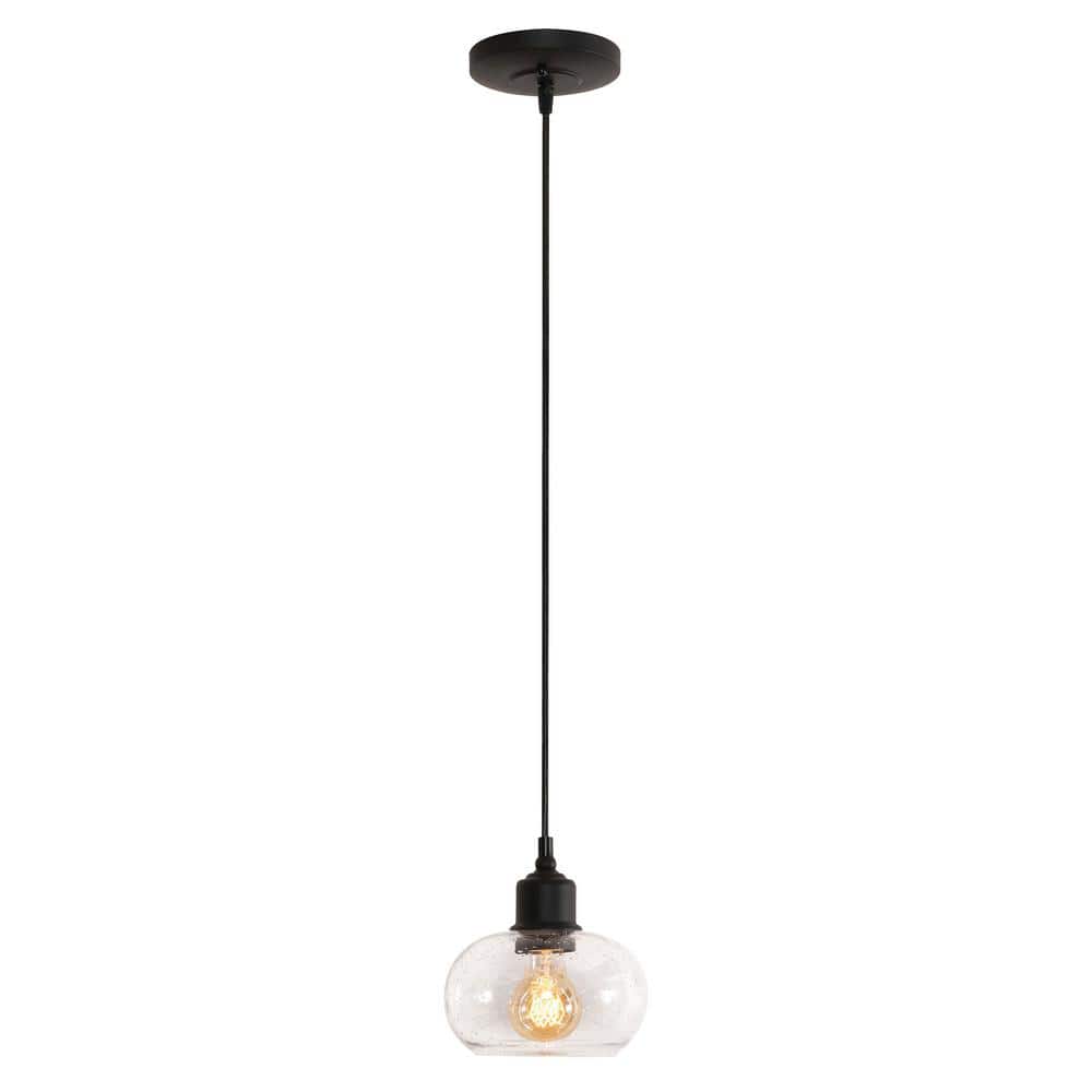 Laney 6.8'' Mini Globe Pendant Light in Satin Nickel and Black