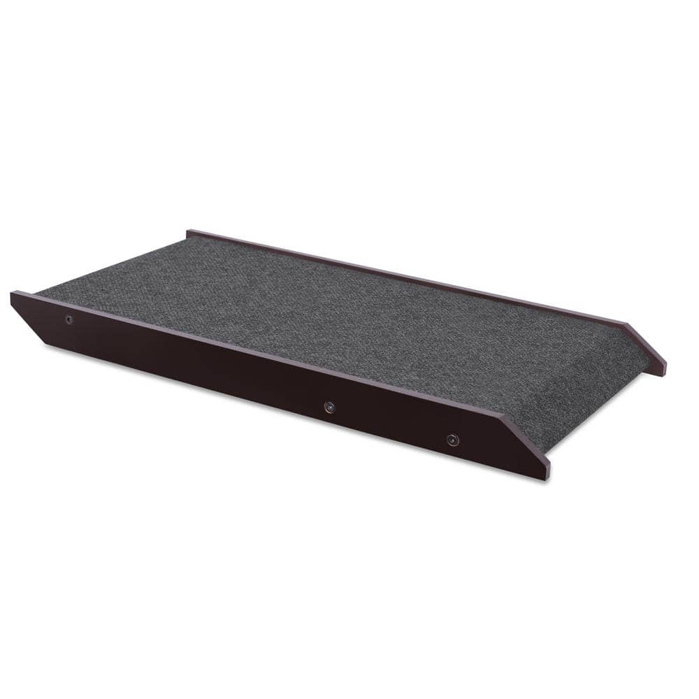 Espresso Wood Adjustable Folding Pet Ramp with Carpet