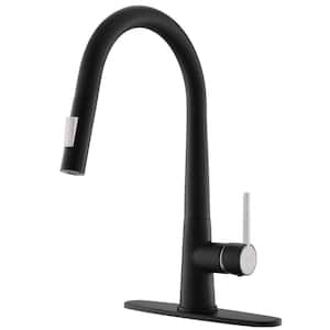 Single-Handle Pull-Down Sprayer Kitchen Faucet, Pull Out Kitchen Faucet in Matte Black