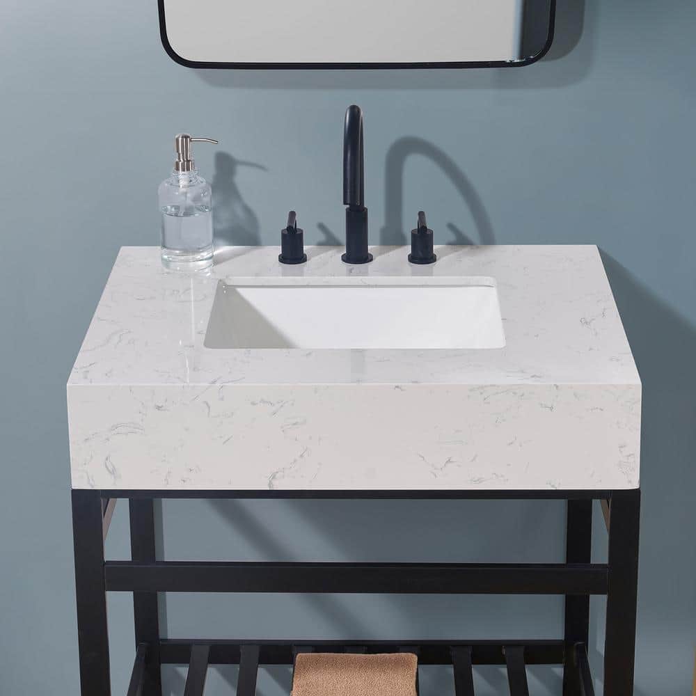 30" White Ceramic Vanity Top with Sink