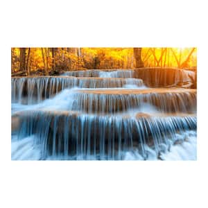 36 in. x 60 in. "Autumn Waterfall" Tempered Glass Wall Art