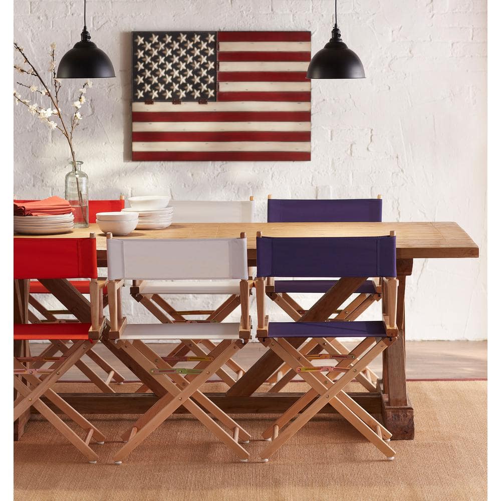 Honey Oak Foldable Director's Chair with Slat Back
