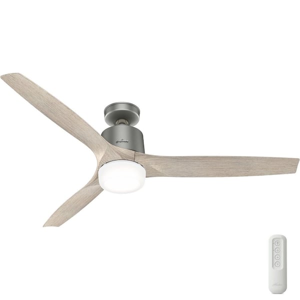 Hunter Neuron 60 in. Indoor Matte Silver Smart Ceiling Fan with Remote and Light Kit