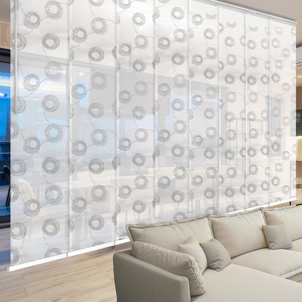 EMOH Serpentine 130 in. - 175 in. W x 116 in. L Adjustable 8-Panel White Double Rail Panel Track with 23.5 in. Slates