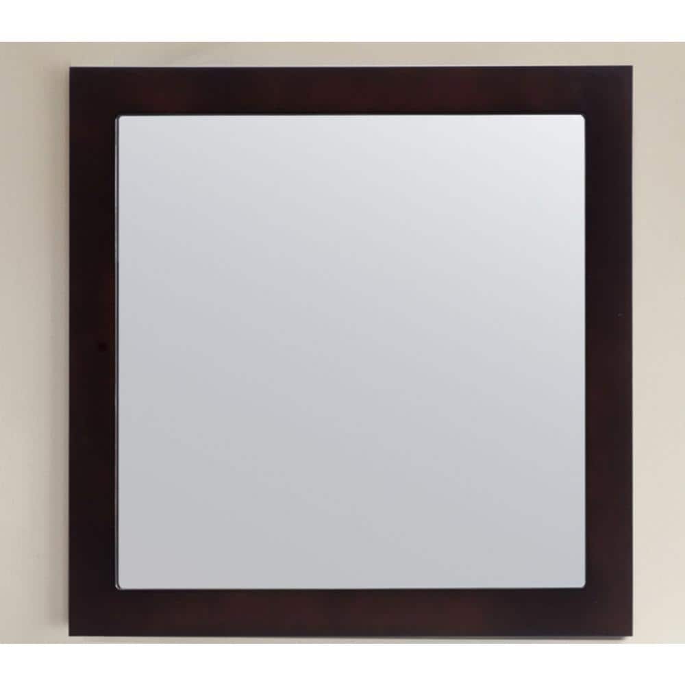 Espresso Wood Framed Rectangular Bathroom Vanity Mirror