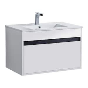 Alpine 30 in. W x 18.11 in. D x 19.75 in. H Bathroom Vanity Side Cabinet in White Matte with White Ceramic Top