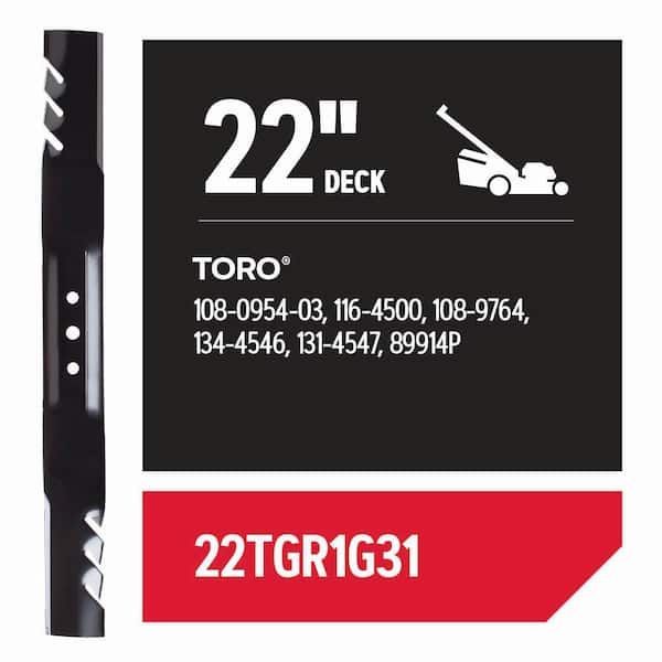Lawnmower Gator Blades for 22 in. Deck, Fits Toro/Exmark Push Mowers, set of 1 (22TGR1G31)