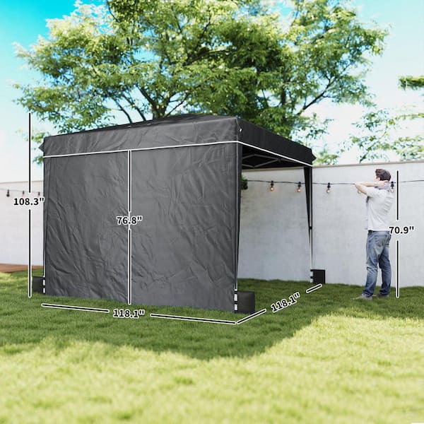 テント・タープ StoreY. 3-Adjustable Height 10 ft. x 10 ft. Black Patio Gazebo Instant Pop