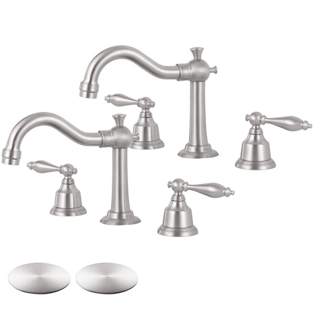 Double Handle 8 in. Widespread Bathroom Faucet 3-Hole Bathroom Sink Faucet 