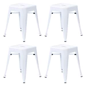 18 in. White Backless Metal Bar Stool with Metal Seat Set of 4