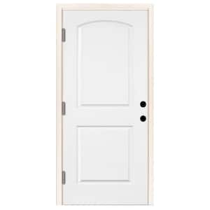 36 in. x 80 in. Element Series 2-Panel Roundtop Right-Hand Outswing Wt Prime Steel Prehung Front Door w 6-9/16 in. Frame