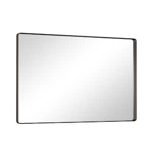 55 in. W x 36 in. H Modern Rectangular Aluminum Framed Wall Bathroom Vanity Mirror in Black