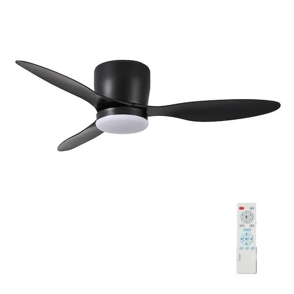 Unbranded 42 in. Black LED Integrated Indoor Ceiling Fan with Light and Remote 3 Blades