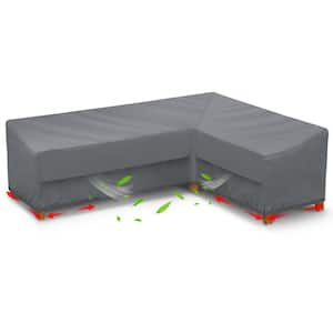 104 in. L x 83 in. L x 32 in. D x 31 in. H Gray Thickened Heavy-Duty Patio L-Shaped Sectional Sofa Cover