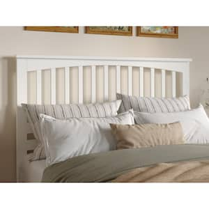 Mission White Solid Wood Queen Headboard with Attachable Turbo USB Device Charger