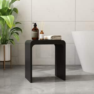 15.35 in. W Arc Solid Surface Artistic Shower Stool Waterproof Vanity Seat in Matte Black