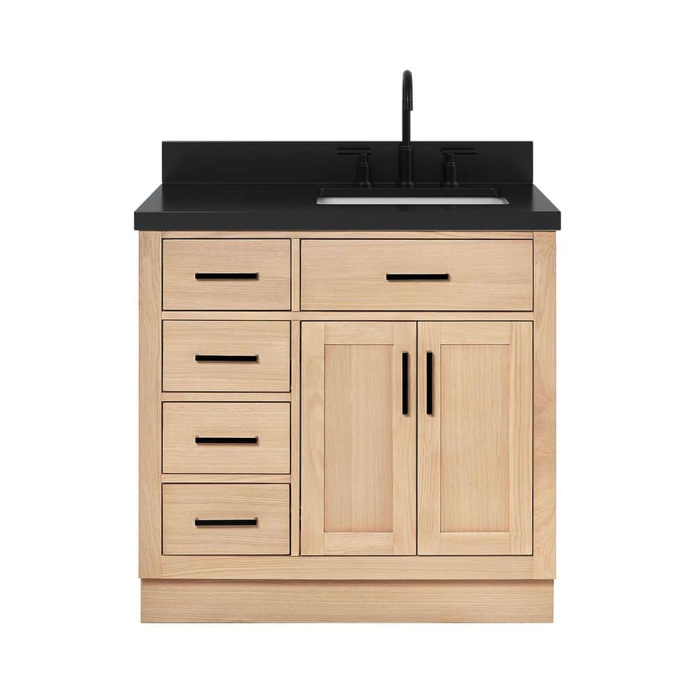 Hepburn 36 in. Single Sink Freestanding Bath Vanity in Oak with Carbon Black Quartz Top price history on PriceWatchPro