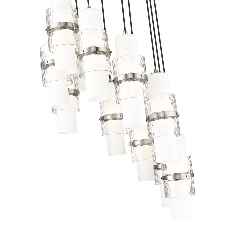 Cayden 24" Brushed Nickel Chandelier with Etched Opal Glass
