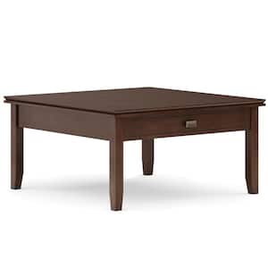 Artisan Solid Wood 36 in. Wide Square Transitional Square Coffee Table in Russet Brown