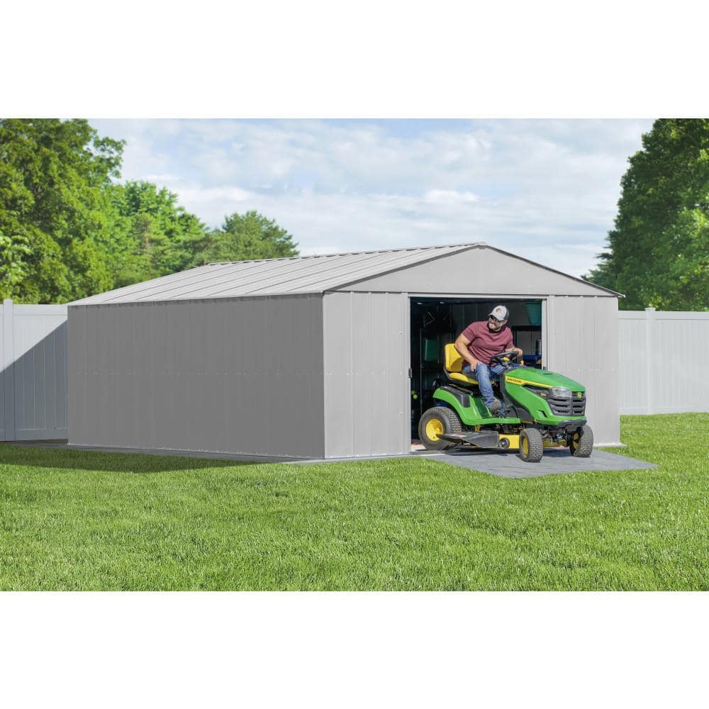 Large Flute Grey Steel Outdoor Storage Shed