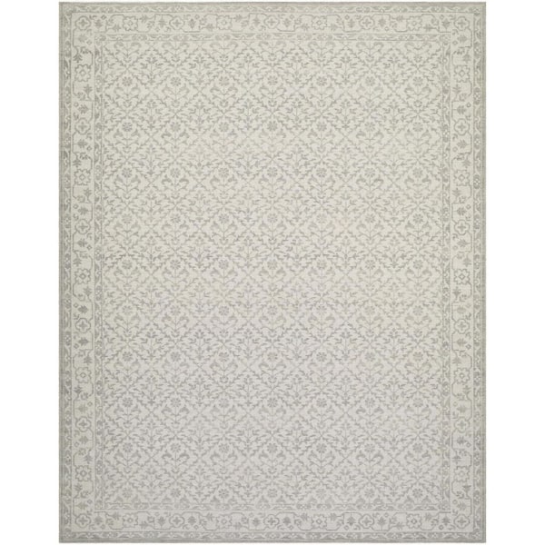 Nabela Noor Home Maan Grey/Off-White Traditional Area Rug, 9 ft. 1 in. x 12 ft.