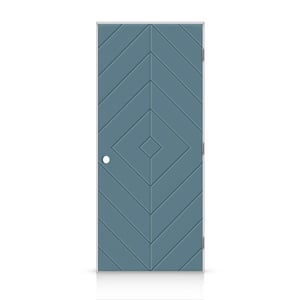 30 in. x 80 in. Diamond Left-Handed Hollow-Core Dignity Blue Painted Smooth Composite Single Prehung Interior Door