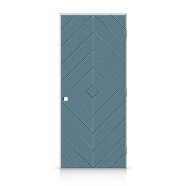 CALHOME 32 in. x 80 in. Diamond Left-Handed Hollow-Core Dignity Blue Painted Smooth Composite Single Prehung Interior Door