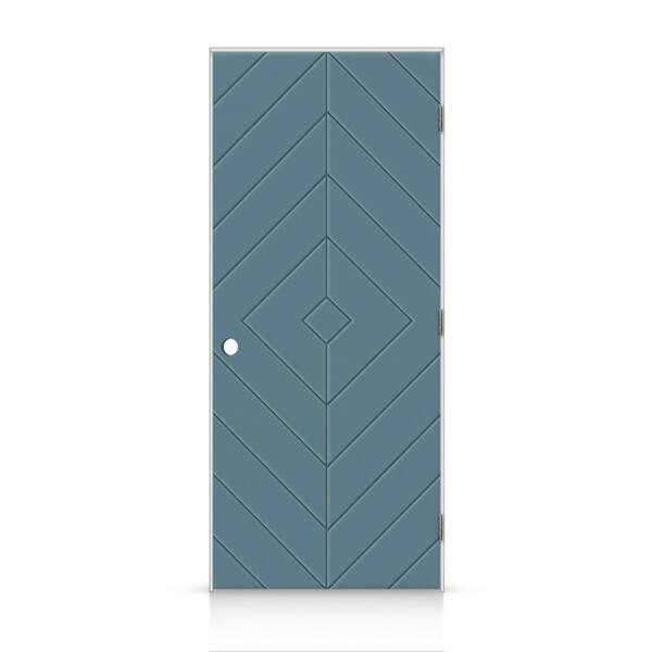 CALHOME 34 in. x 80 in. Diamond Left-Handed Hollow-Core Dignity Blue Painted Smooth Composite Single Prehung Interior Door