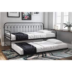 Bright Pop Black Metal Twin Daybed with Trundle