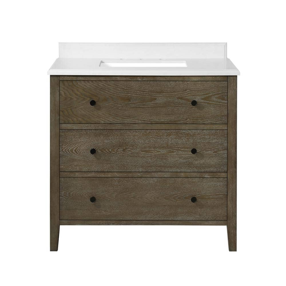 Martha Stewart Living Willow 36 In Bath Vanity In Cerused Walnut With Cultured Marble Vanity Top In White With White Basin 15vva Will36 11 The Home Depot