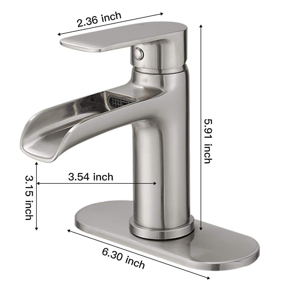 Brushed Nickel Single Handle Waterfall Bathroom Faucet