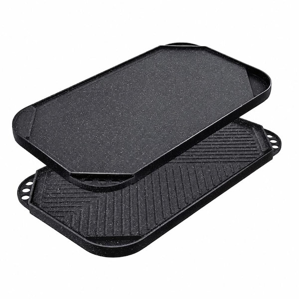19.5 in. x 10.7 in. Reversible Cast Aluminum Nonstick Grill and Griddle Pan for Stovetop and Outdoor BBQ