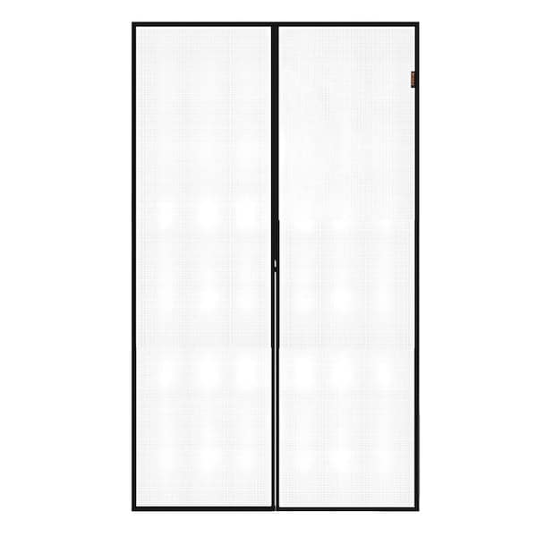 36 in. x 82 in. Reversible Gray Fiberglass Magnetic Closure Mesh Screen Door, Windproof and Durable
