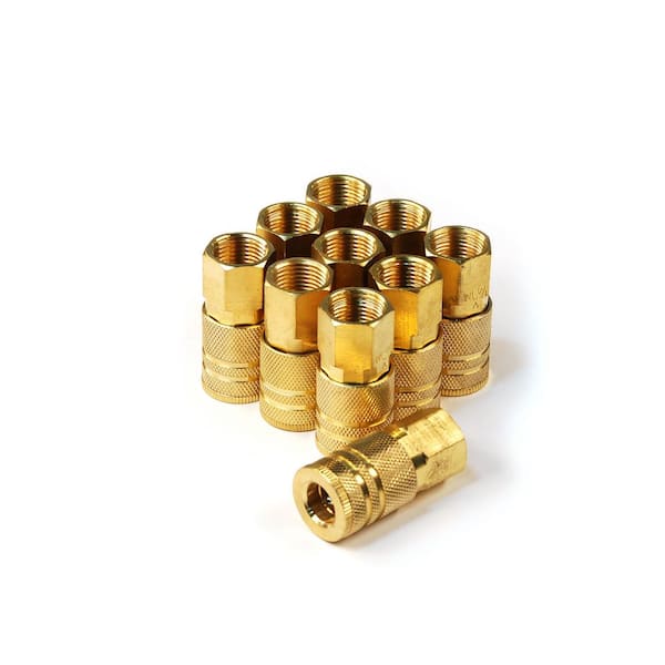 Primefit 6-Ball Industrial/M-Style Brass Coupler (1/4 in. x 3/8 in. Female NPT) (10-Pack)