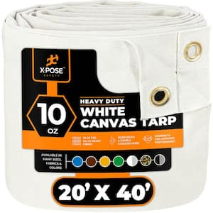 Canvas Heavy Duty 20 ft. W x 40 ft. L White 10 oz. Tarp