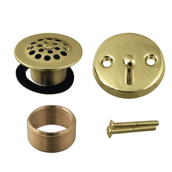 Westbrass 3-1/8 in. Trip Lever Tub Trim Set with 2-Hole Overflow Faceplate and Adapter in Polished Brass