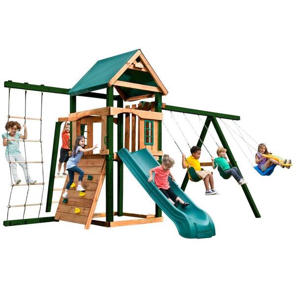 Swing-N-Slide Playsets Bighorn Ready-To-Assemble Swing Set with Tuff Wood and Summit Slide