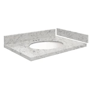 Silestone 27.5 in. W x 22.25 in. D Quartz White Round Single Sink Vanity Top in Pietra