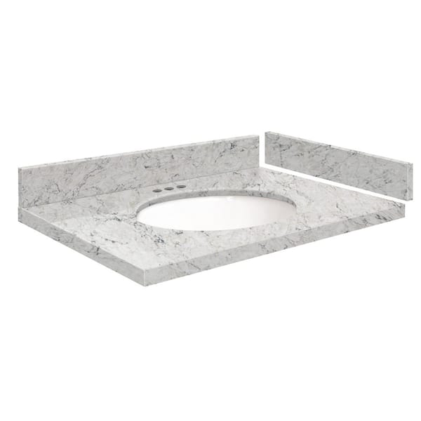 Transolid Silestone 30.5 in. W. x 22.25 in. D Quartz White Round Single Sink Vanity Top in Pietra