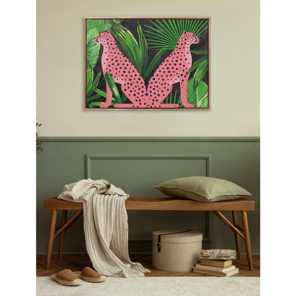 Sylvie Beaded Gold Framed Jungle Cheetah Canvas Art, 28x38