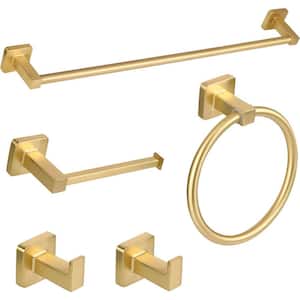 23.6 in. Wall Mounted Towel Bar Bathrook Hardware Set in Brushed Gold
