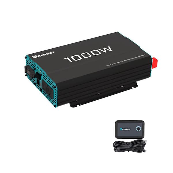 1000-Watt 12V DC to 120V AC Pure Sine Wave Inverter Off-Grid Solar Power Converter Remote-Controlled for Li,AGM,GEL,SLD