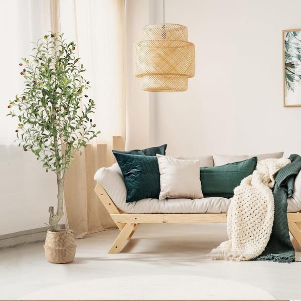 6 ft. Tall Artificial Olive Trees Faux Simulation Tree Plants with Lifelike Wood Trunk and Fruits