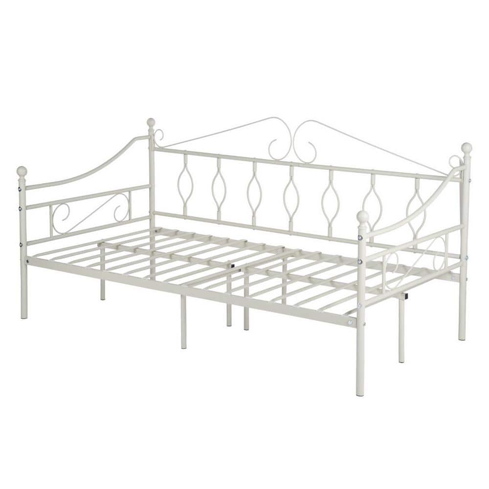 Homy Casa White Twin Daybed Metal Platform Bed Foundation MANGOLD TWIMW