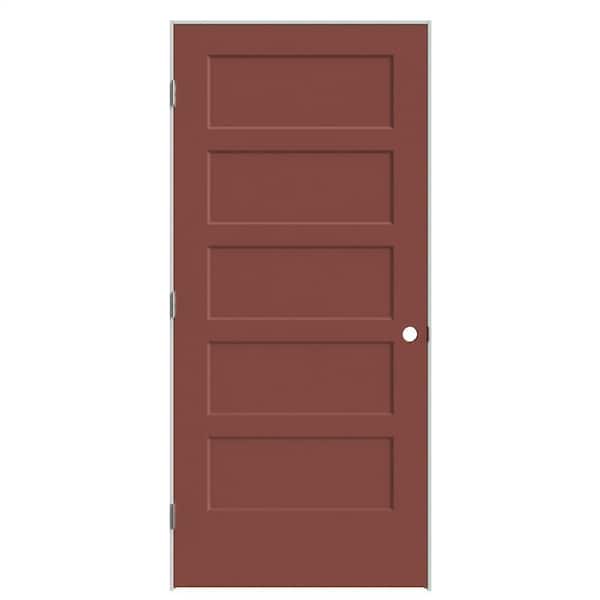 Masonite 36 in. x 80 in. 5-Panel Bayshore Right-Hand Hollow Red Bluff Molded Composite Single Prehung Interior Door w/ Flat Jamb