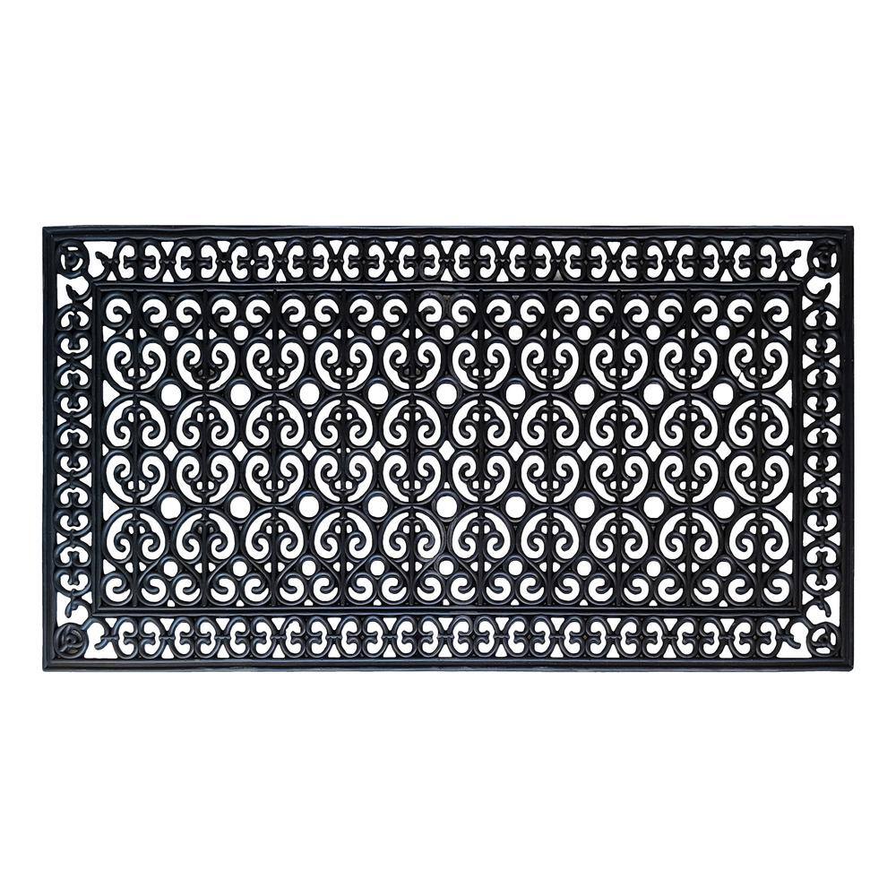 A1HC Paisley Heavy Duty Black 30 in. x 60 in. Rubber Beautifully Hand Finished Double Door Mat price history on PriceWatchPro