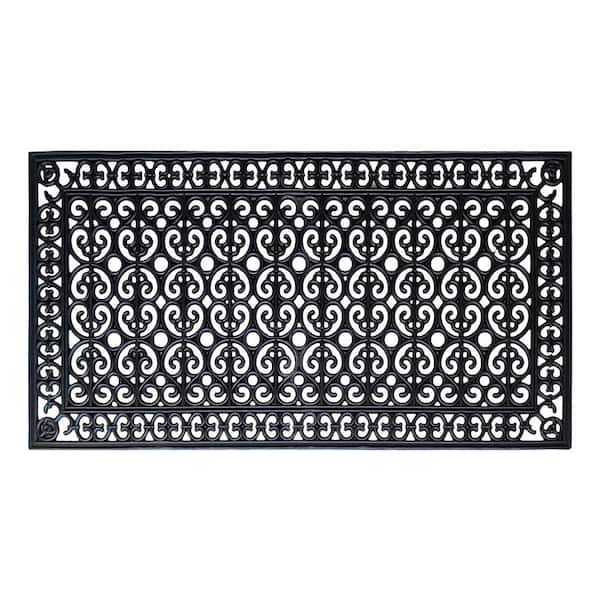 A1HC Paisley Heavy Duty Black 30 in. x 60 in. Rubber Beautifully Hand Finished Double Door Mat