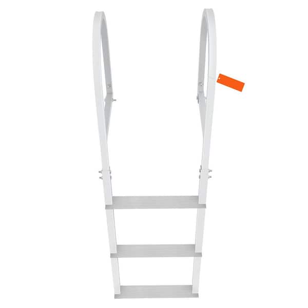 Retractable Dock Ladder 3-Steps 3.1 in. Wide Standard Adjustable Swim Ladder Aluminum 500 lbs. Load, Dock Ladder