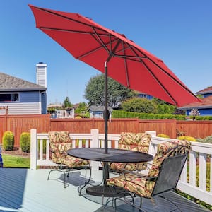 9 ft. Patio Market Umbrellas with Crank and Tilt Button in Red