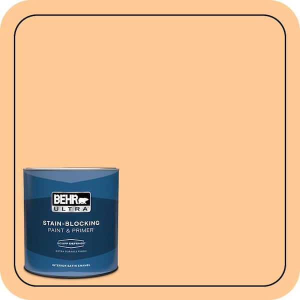 BEHR ULTRA 1 qt. #280B-4 Apricot Light Extra Durable Satin Enamel Interior Paint & Primer